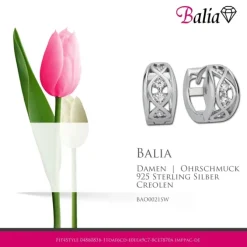Balia Creolen für Damen glänzend Zirkonia aus 925er Silber BAO0021SW