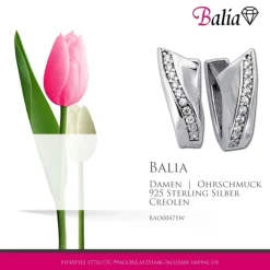 Balia Creolen für Damen glänzend Zirkonia aus 925er Silber BAO0047SW