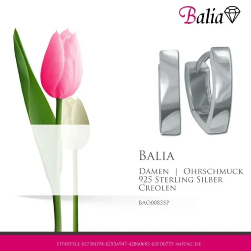 Balia Creolen für Damen glänzend aus 925er Sterling Silber BAO0085SP