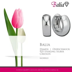 Balia Creolen für Damen glänzend aus 925 Silber BAO0004SS