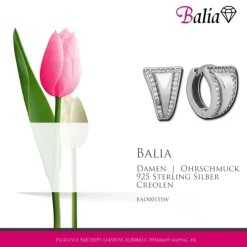 Balia Creolen für Damen glänzend Zirkonia aus 925er Silber BAO0015SW