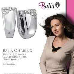 Balia Creolen für Damen glänzend Zirkonia aus 925er Silber BAO0043SW