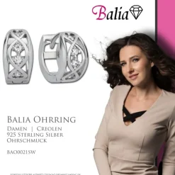 Balia Creolen für Damen glänzend Zirkonia aus 925er Silber BAO0021SW