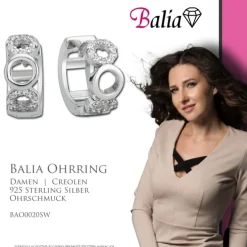 Balia Creolen für Damen glänzend Zirkonia aus 925er Silber BAO0020SW