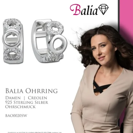 Balia Creolen für Damen glänzend Zirkonia aus 925er Silber BAO0020SW
