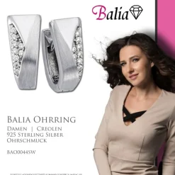 Balia Creolen für Damen glänzend Zirkonia aus 925er Silber BAO0044SW
