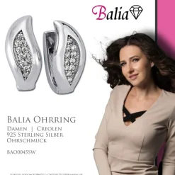 Balia Creolen für Damen glänzend Zirkonia aus 925er Silber BAO0045SW