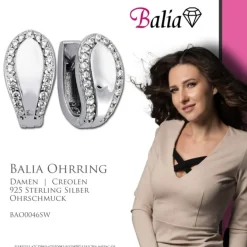 Balia Creolen für Damen glänzend Zirkonia aus 925er Silber BAO0046SW
