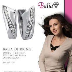 Balia Creolen für Damen glänzend Zirkonia aus 925er Silber BAO0047SW
