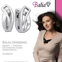 Balia Creolen für Damen glänzend Zirkonia aus 925er Silber BAO0048SW