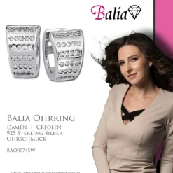 Balia Creolen für Damen glänzend Zirkonia aus 925er Silber BAO0074SW