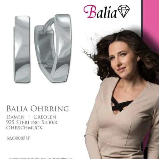 Balia Creolen für Damen glänzend aus 925er Sterling Silber BAO0085SP