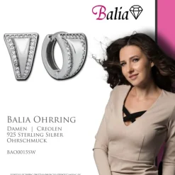 Balia Creolen für Damen glänzend Zirkonia aus 925er Silber BAO0015SW