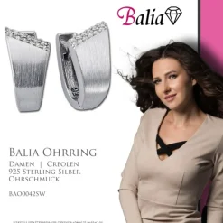 Balia Creolen für Damen glänzend matt Zirkonia aus 925er Silber BAO0042SW