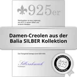Balia Creolen für Damen glänzend Zirkonia aus 925er Silber BAO0043SW