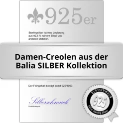 Balia Creolen für Damen glänzend Zirkonia aus 925er Silber BAO0047SW