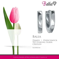 Balia Creolen für Damen mattiert aus 925er Sterling Silber BAO0082SM