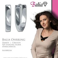 Balia Creolen für Damen mattiert aus 925er Sterling Silber BAO0082SM