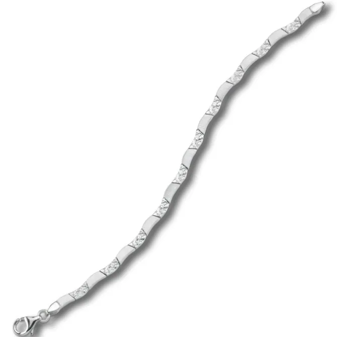Balia Damen Armband 925 Silber matt und geschlagen 18,5cm BAA0005SO
