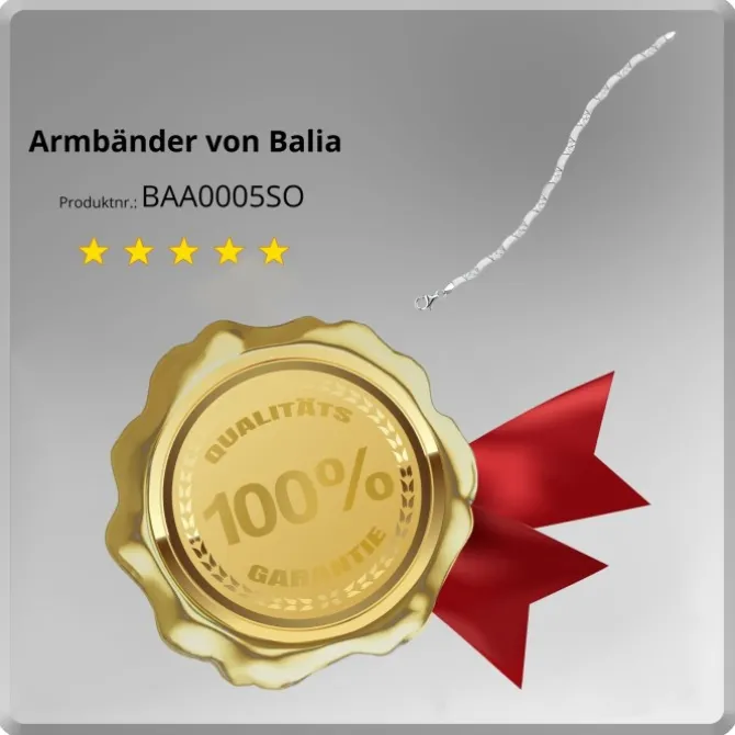 Balia Damen Armband 925 Silber matt und geschlagen 18,5cm BAA0005SO