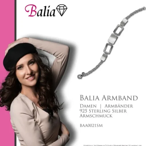 Balia Damen Armband 925 Silber matt und poliert 20cm BAA0021SM
