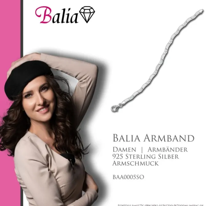 Balia Damen Armband 925 Silber matt und geschlagen 18,5cm BAA0005SO