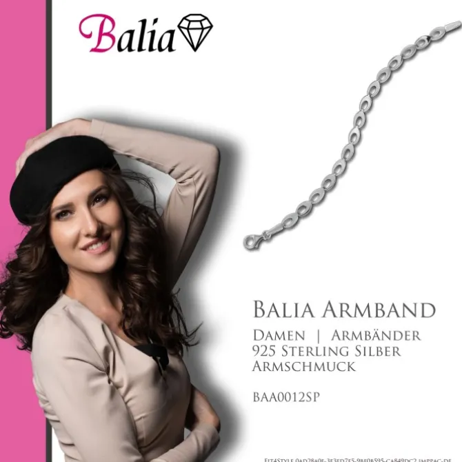 Balia Damen Armband 925 Silber matt und poliert 18,5cm BAA0012SP
