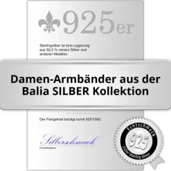 Balia Damen Armband 925 Silber matt und geschlagen 18,5cm BAA0005SO