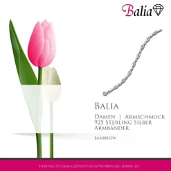 Balia Damen Armband Zirkonia 925 Silber matt glanz 18,5cm BAA0003SW