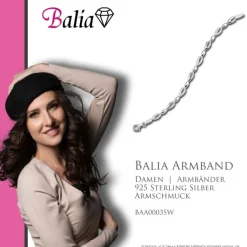 Balia Damen Armband Zirkonia 925 Silber matt glanz 18,5cm BAA0003SW