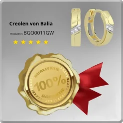 Balia Damen Creolen aus 333 Gelbgold mit Zirkonia BGO0011GW
