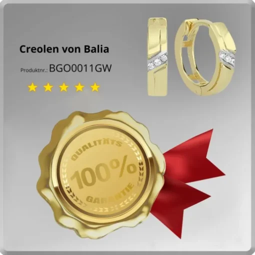 Balia Damen Creolen aus 333 Gelbgold mit Zirkonia BGO0011GW