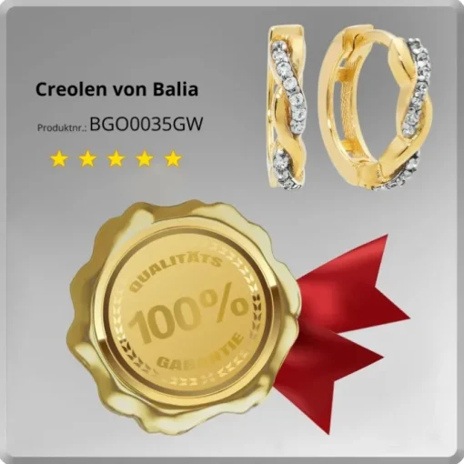 Balia Damen Creolen aus 333 Gelbgold mit Zirkonia BGO0035GW