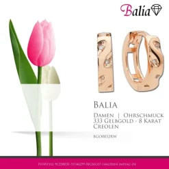 Balia Damen Creolen aus 333 Rosegold mit Zirkonia BGO0032RW