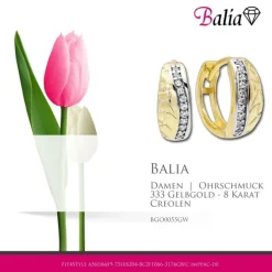 Balia Damen Creolen aus 333 Gelbgold mit Zirkonia BGO0055GW
