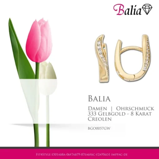 Balia Damen Creolen aus 333 Gelbgold mit Zirkonia BGO0057GW