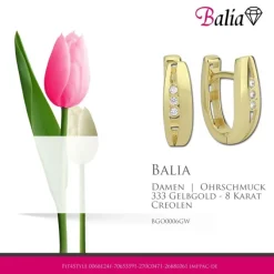 Balia Damen Creolen aus 333 Gelbgold mit Zirkonia BGO0006GW