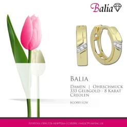 Balia Damen Creolen aus 333 Gelbgold mit Zirkonia BGO0011GW