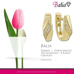 Balia Damen Creolen aus 333 Gelbgold mit Zirkonia BGO0122GW