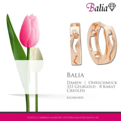 Balia Damen Creolen aus 333 Rosegold mit Zirkonia BGO0034RW