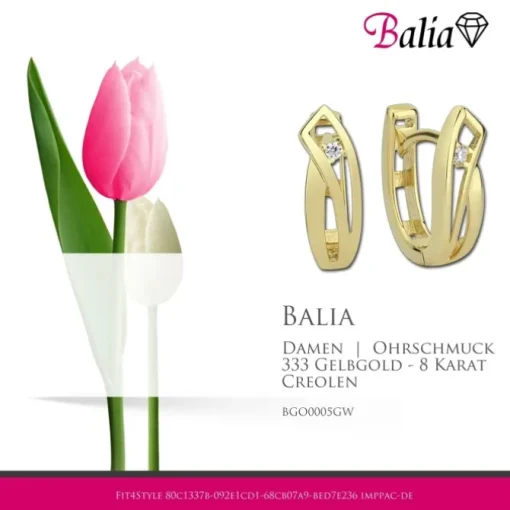 Balia Damen Creolen aus 333 Gelbgold mit Zirkonia BGO0005GW