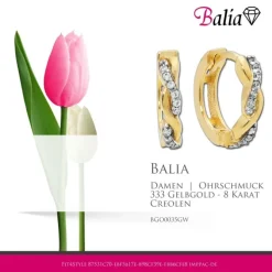 Balia Damen Creolen aus 333 Gelbgold mit Zirkonia BGO0035GW