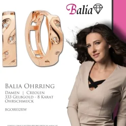 Balia Damen Creolen aus 333 Rosegold mit Zirkonia BGO0032RW