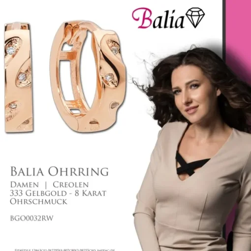 Balia Damen Creolen aus 333 Rosegold mit Zirkonia BGO0032RW