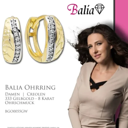 Balia Damen Creolen aus 333 Gelbgold mit Zirkonia BGO0055GW
