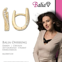 Balia Damen Creolen aus 333 Gelbgold mit Zirkonia BGO0057GW