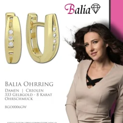 Balia Damen Creolen aus 333 Gelbgold mit Zirkonia BGO0006GW