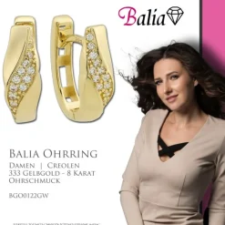 Balia Damen Creolen aus 333 Gelbgold mit Zirkonia BGO0122GW