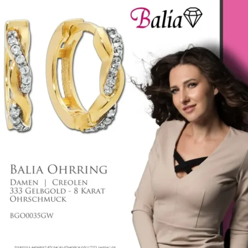 Balia Damen Creolen aus 333 Gelbgold mit Zirkonia BGO0035GW