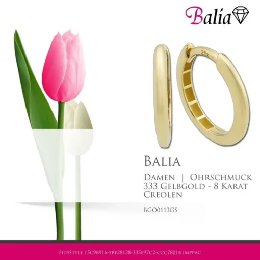 Balia Damen Creolen glanz aus 333 Gelbgold BGO0113GS